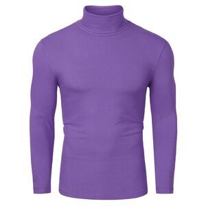 Purple Turtleneck Top Slim Fit Long Sleeve Pullover Turtle Neck Shirt
